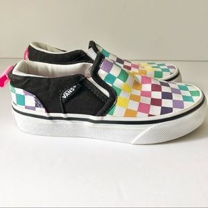VANS Rainbow Checker Canvas Slip On Shoes